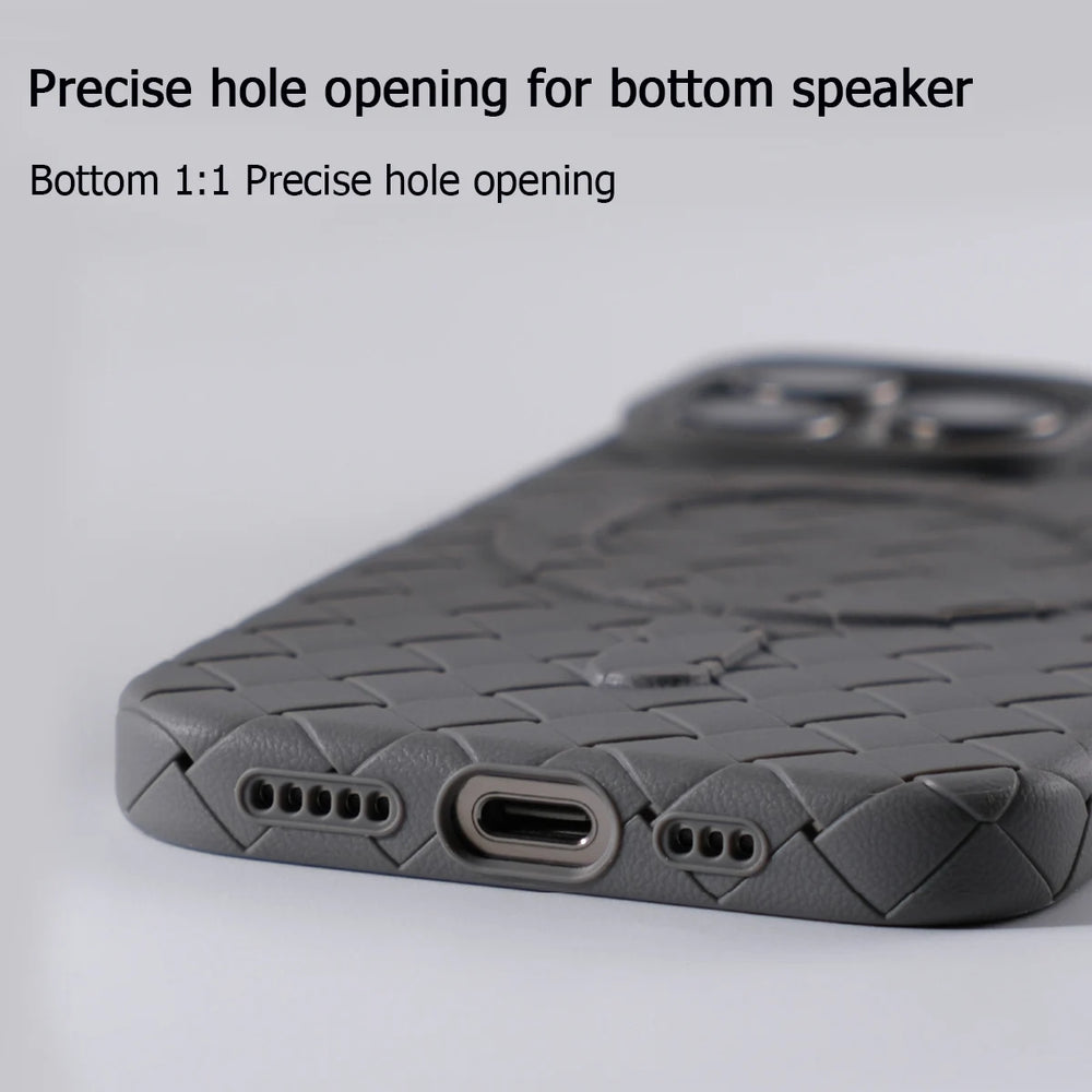 Luxury Ultra Thin Weave Grid Breathable Magnetic Case For iPhone