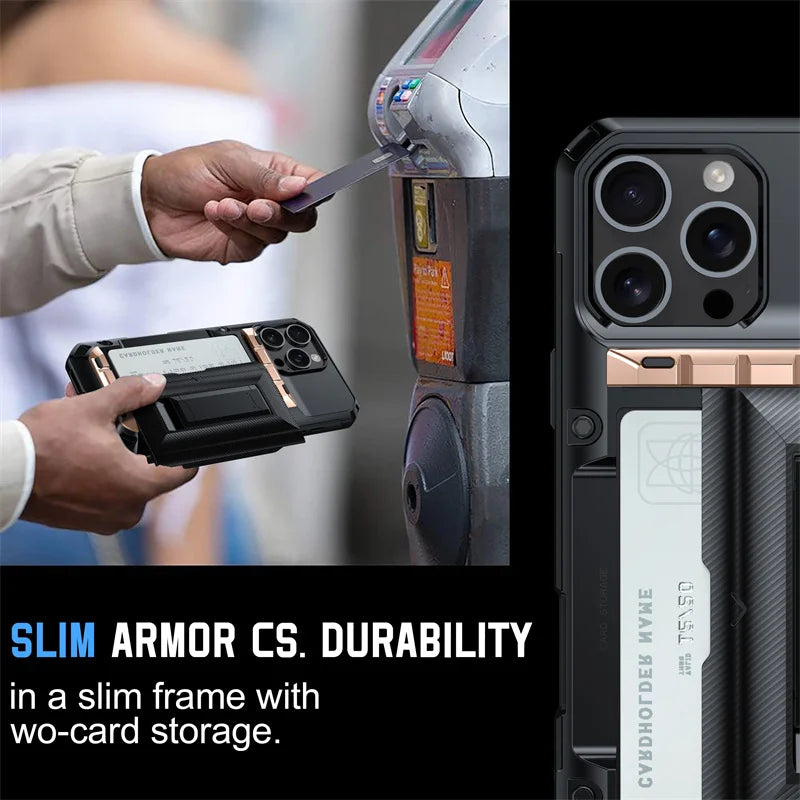 Slide Wallet Bracket Slot Phone Case For iPhone