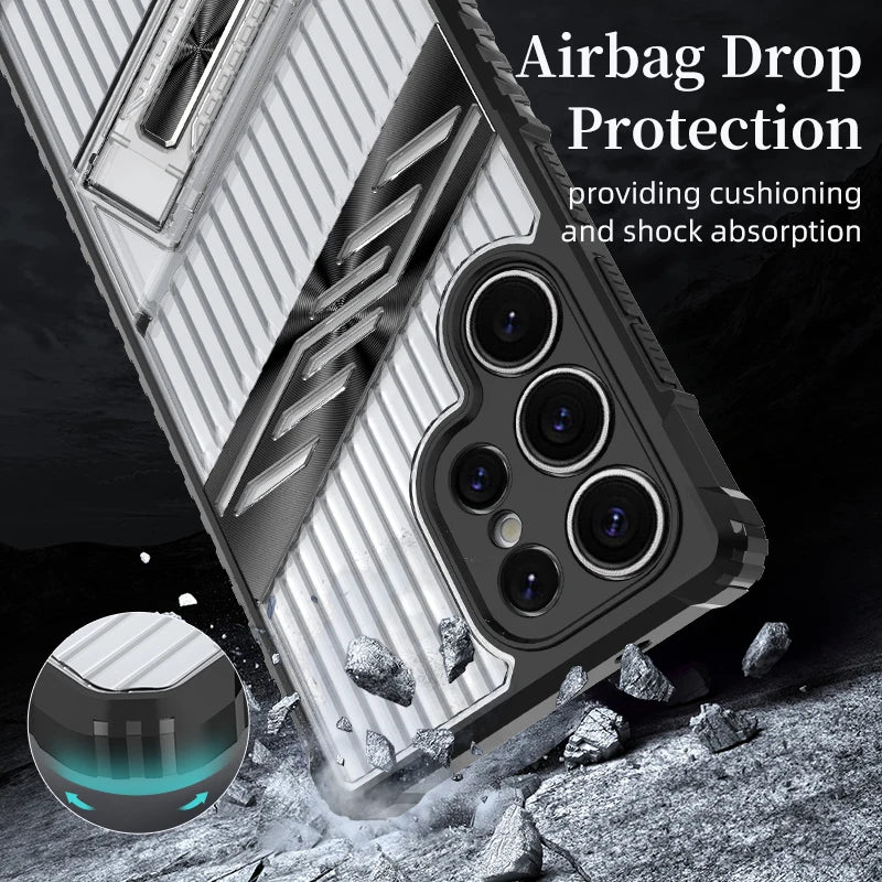 Armor Lens Protection With Holder translucent Case For Samsung