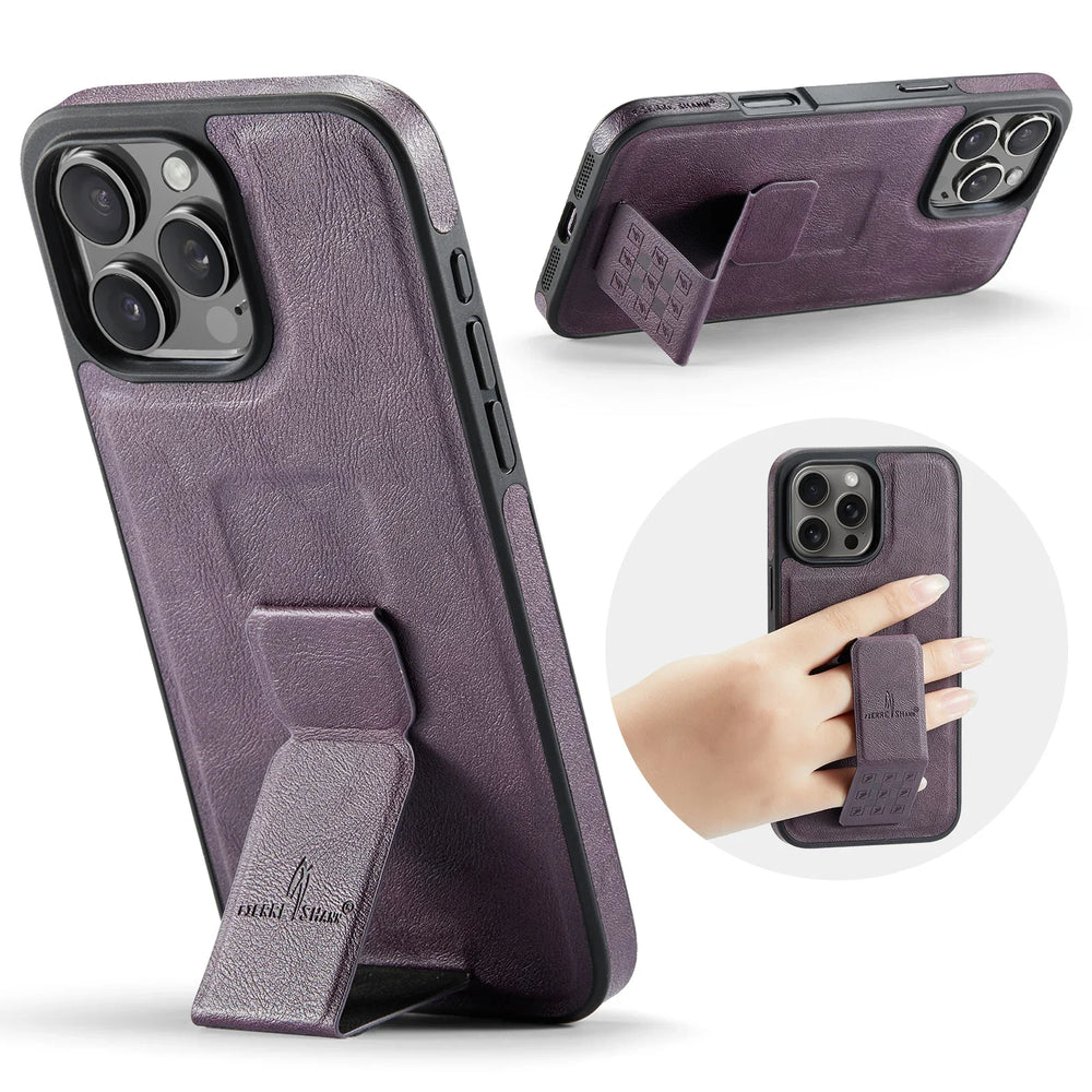 Ultra-thin Leather Bracket Back Cover for iPhone