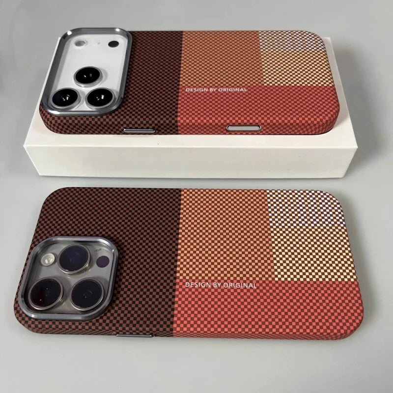 Grid Pattern Magsafe Magnetic Phone Case For iPhone