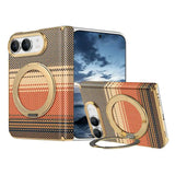 Kevlar Texture Magnetic Stand Fold Case For iPhone Duo