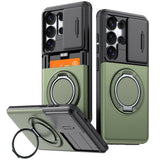 Slide Camera Protect Ring Holder With Card Armor Case For Samsung Galaxy