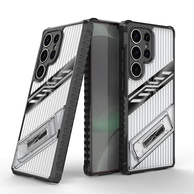 Armor Lens Protection With Holder translucent Case For Samsung