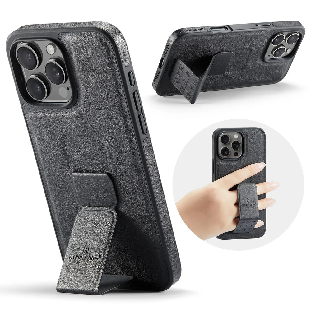 Ultra-thin Leather Bracket Back Cover for iPhone