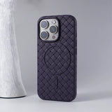Luxury Ultra Thin Weave Grid Breathable Magnetic Case For iPhone