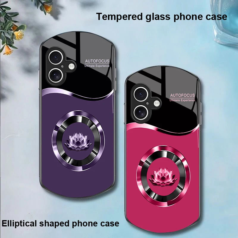 Circle Lotus Shaped Tempered Glass Case For iPhone