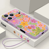 Flower Pattern Lanyard Phone Case For iPhone