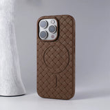 Luxury Ultra Thin Weave Grid Breathable Magnetic Case For iPhone