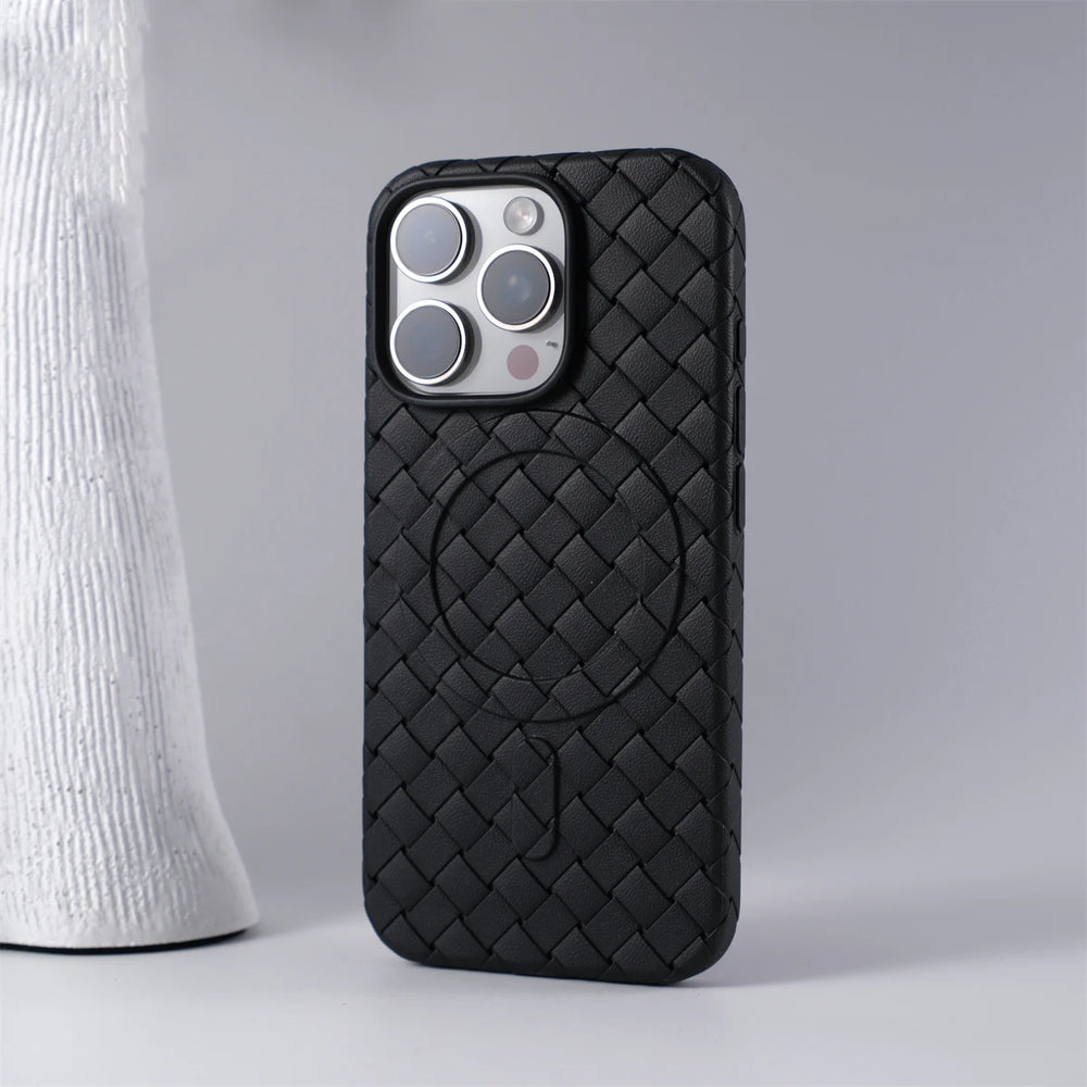 Luxury Ultra Thin Weave Grid Breathable Magnetic Case For iPhone