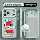Magnetic Liquid Silicone Cartoon Astronaut Case For iPhone