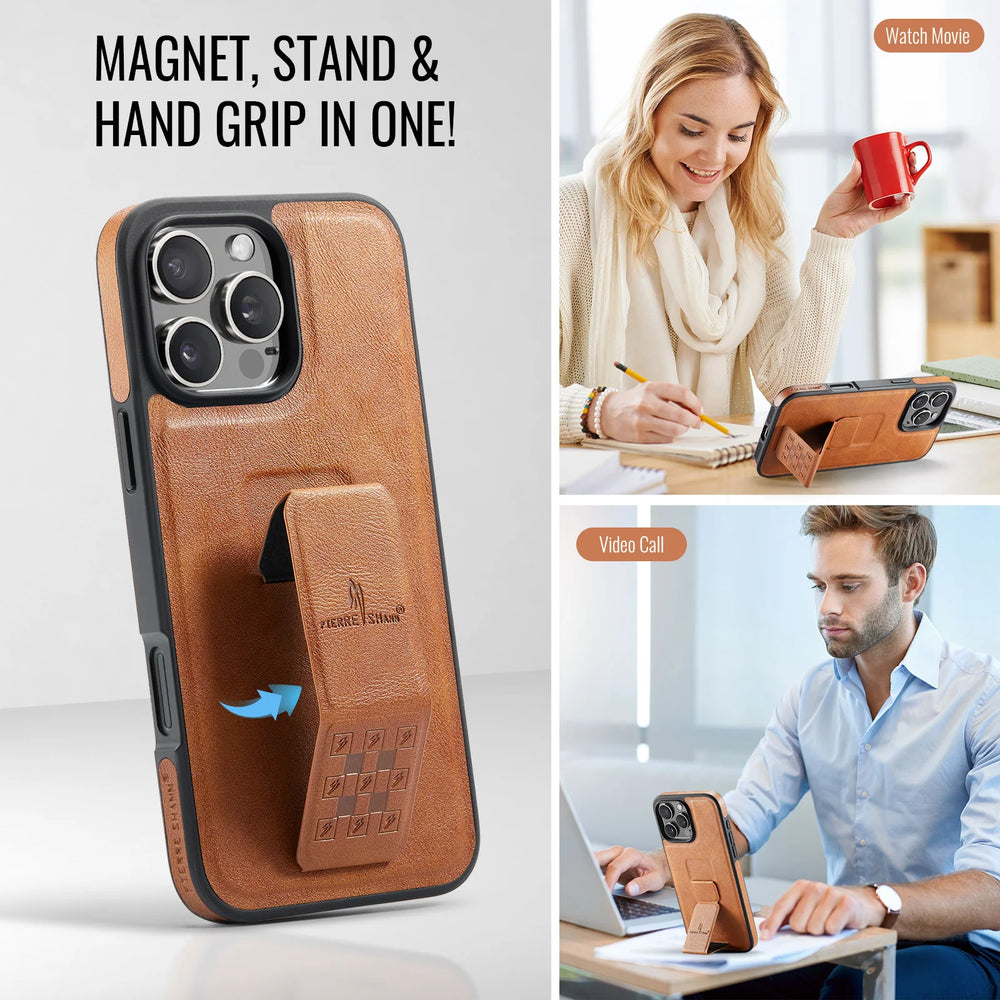 Ultra-thin Leather Bracket Back Cover for iPhone