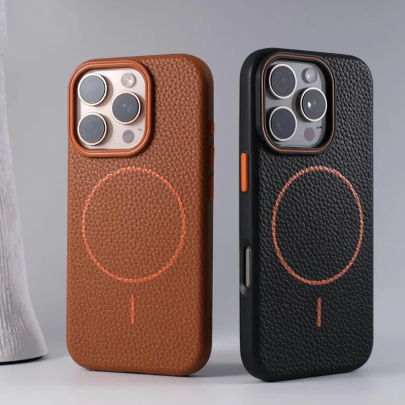 Lichee Texture Protector Magnetic Case For iPhone