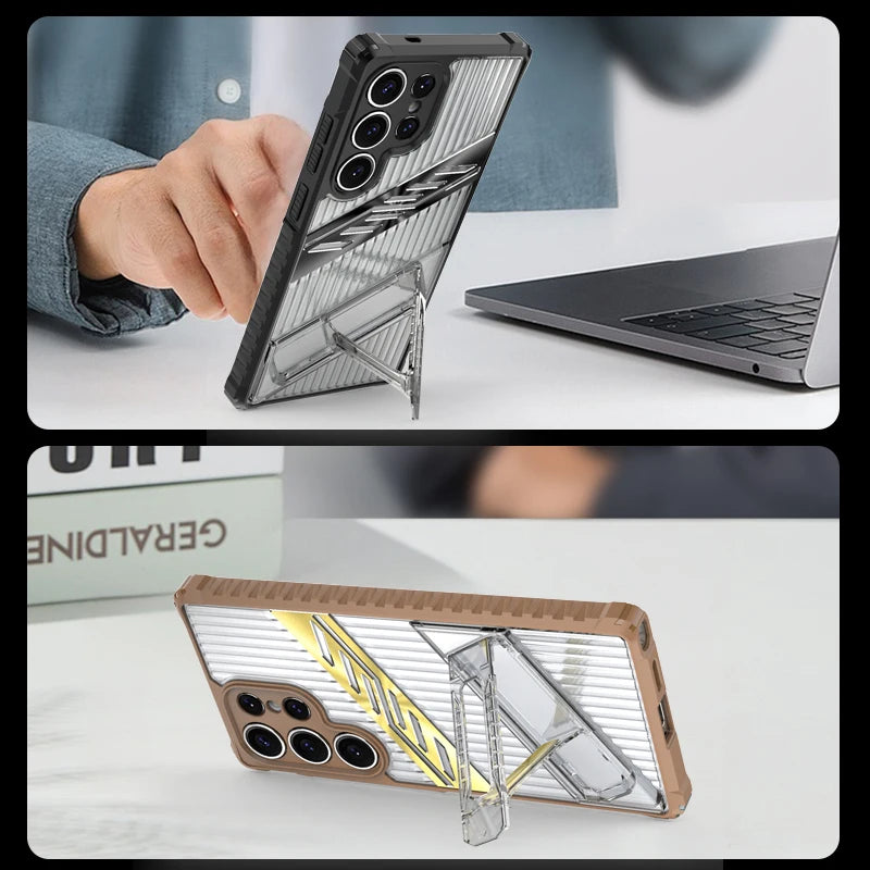 Armor Lens Protection With Holder translucent Case For Samsung