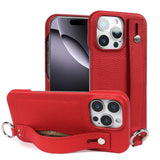 Premium Genuine Leather Wristband Strap Bracket Case For iPhone