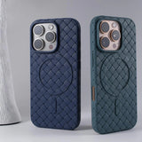 Luxury Ultra Thin Weave Grid Breathable Magnetic Case For iPhone