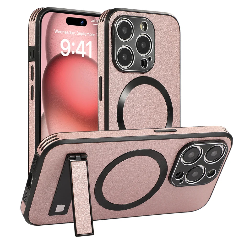 Luxury Magnetic Leather Stand Case For iPhone