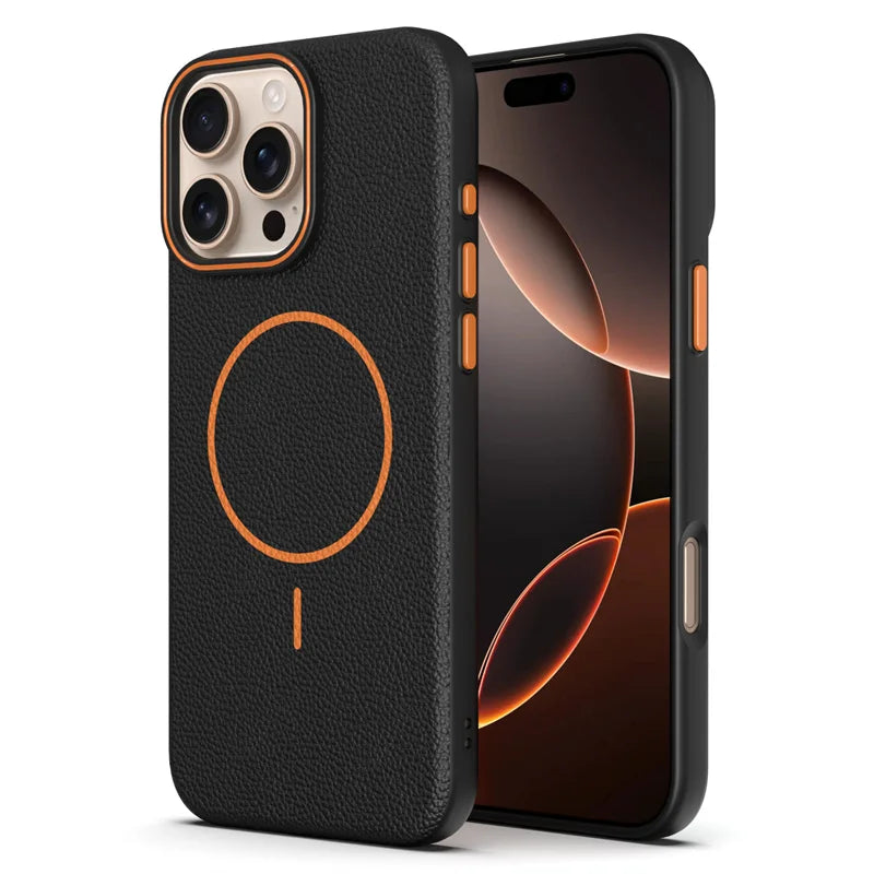Lichee Texture Protector Magnetic Case For iPhone