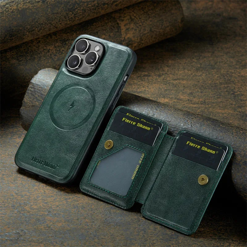 Magnetic Leather Wallet Case for iPhone