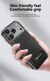 Genuine Leather Metal Bracket Kickstand Case For iPhone
