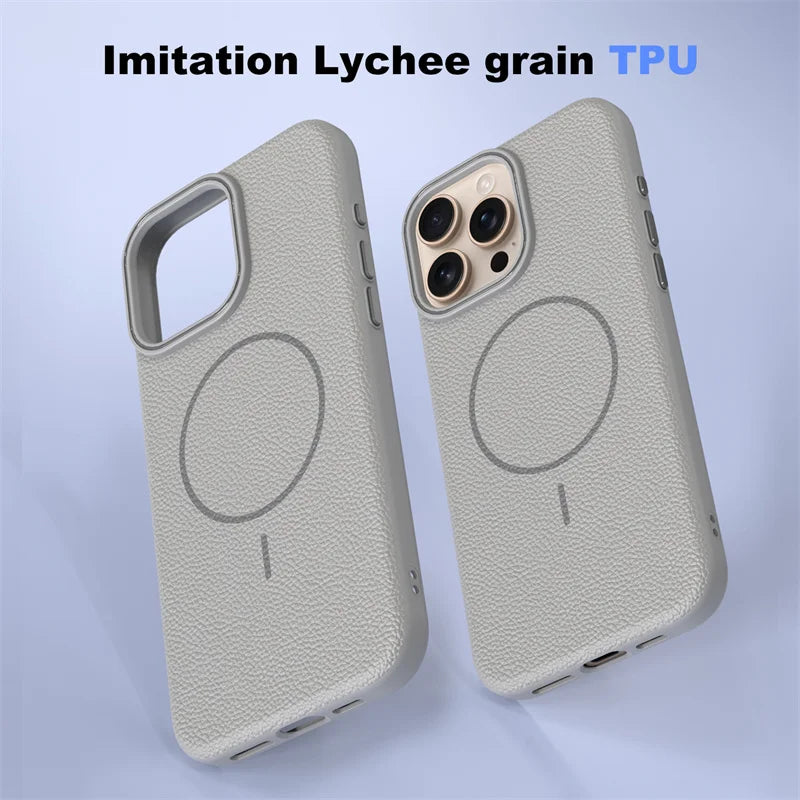 Lichee Texture Protector Magnetic Case For iPhone
