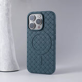 Luxury Ultra Thin Weave Grid Breathable Magnetic Case For iPhone
