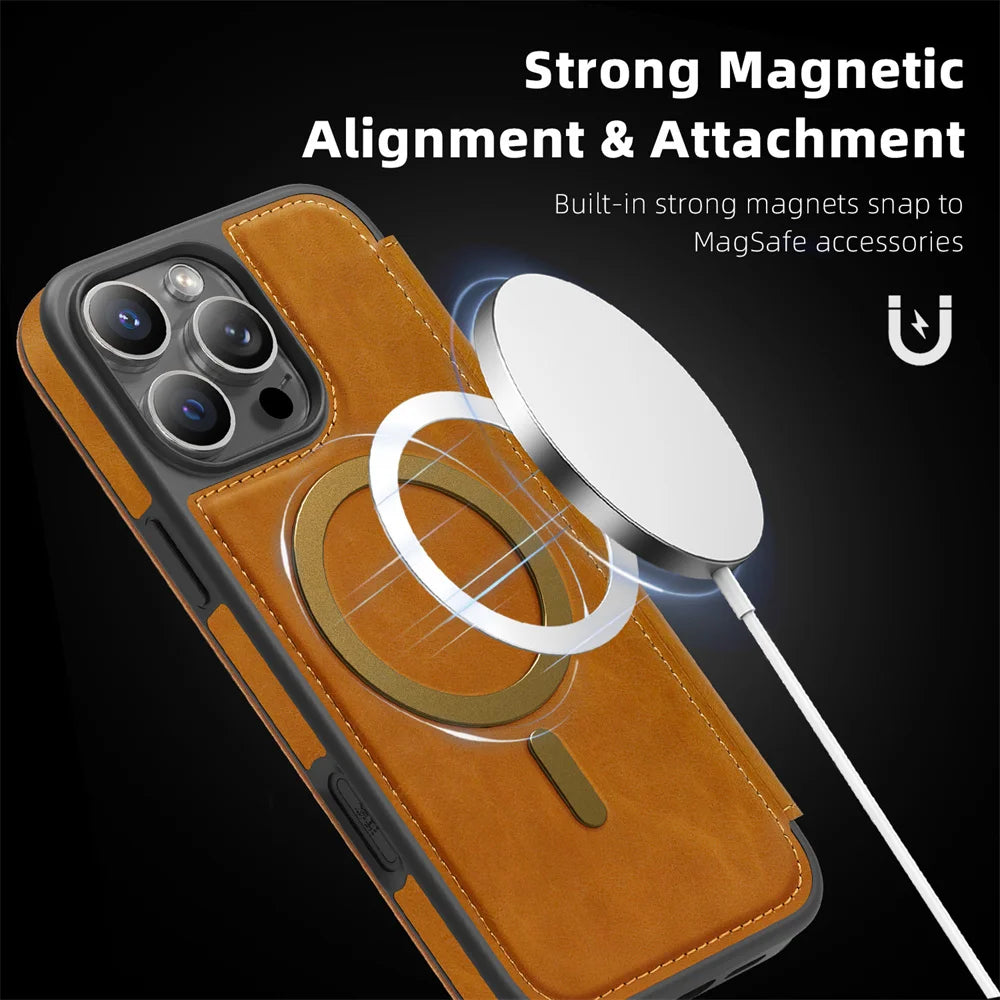 Magnetic Flip Leather Wallet Magnet Phone Case For iPhone