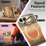Kevlar Texture Magnetic Stand Fold Case For iPhone Duo