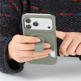 Soft Liquid Silicone Magnetic Strap Holder Card Slot Case For iPhone