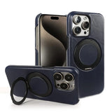 Genuine Leather Magnetic Ring Stand Bracket Case For iPhone