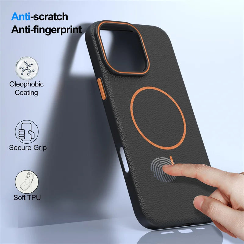 Lichee Texture Protector Magnetic Case For iPhone