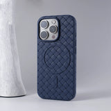 Luxury Ultra Thin Weave Grid Breathable Magnetic Case For iPhone