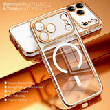 Luxury Plating Transparent Magnetic Case For iPhone