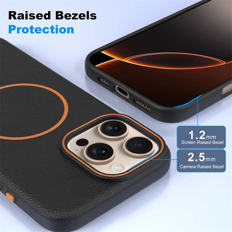 Lichee Texture Protector Magnetic Case For iPhone
