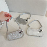 Glitter Drop Glue Plating Handbag Leather Strap Case For iPhone