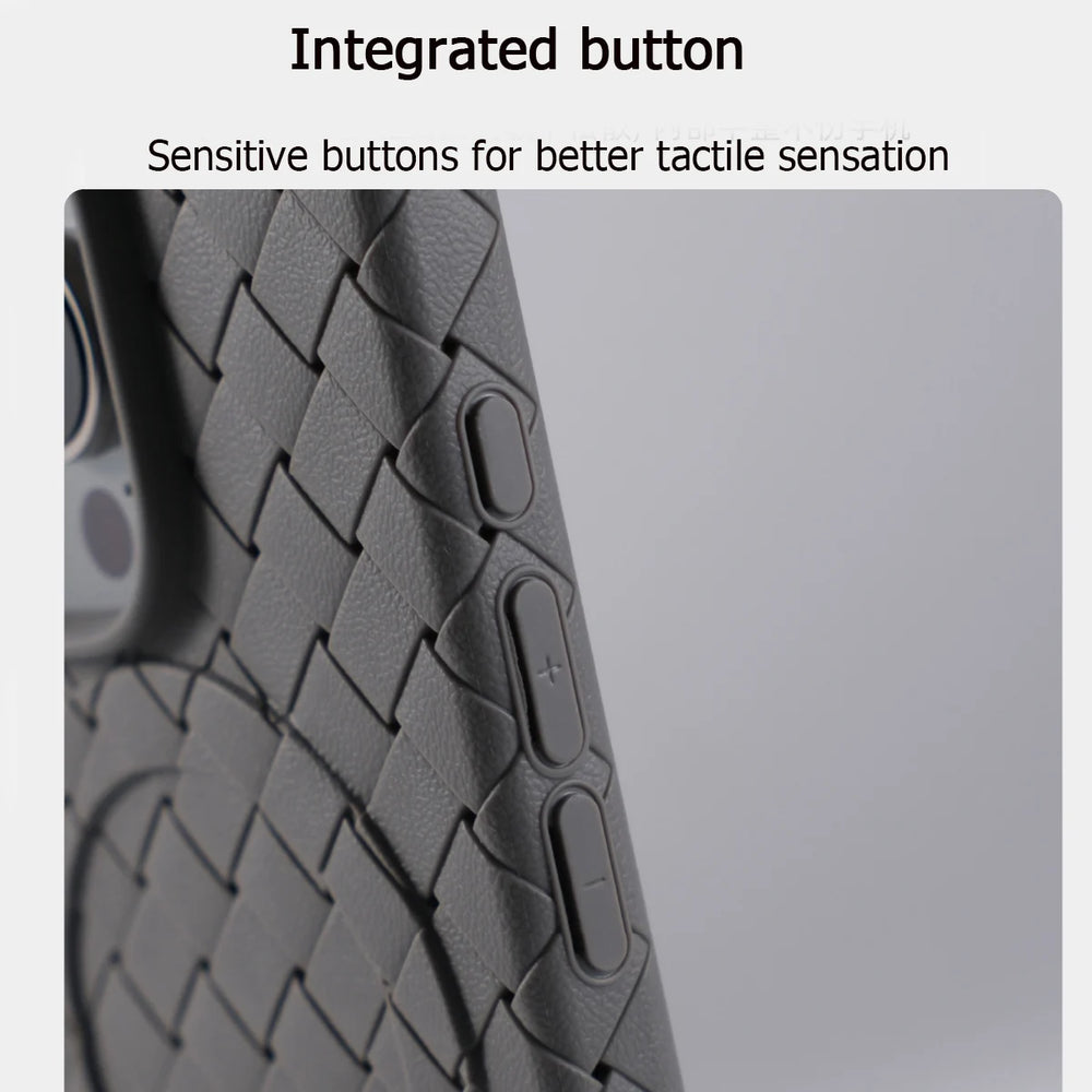 Luxury Ultra Thin Weave Grid Breathable Magnetic Case For iPhone