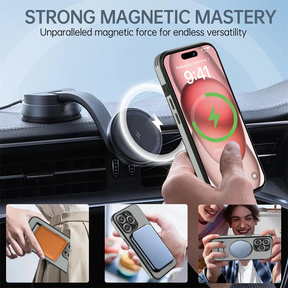 Luxury Magnetic Leather Stand Case For iPhone