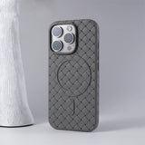 Luxury Ultra Thin Weave Grid Breathable Magnetic Case For iPhone