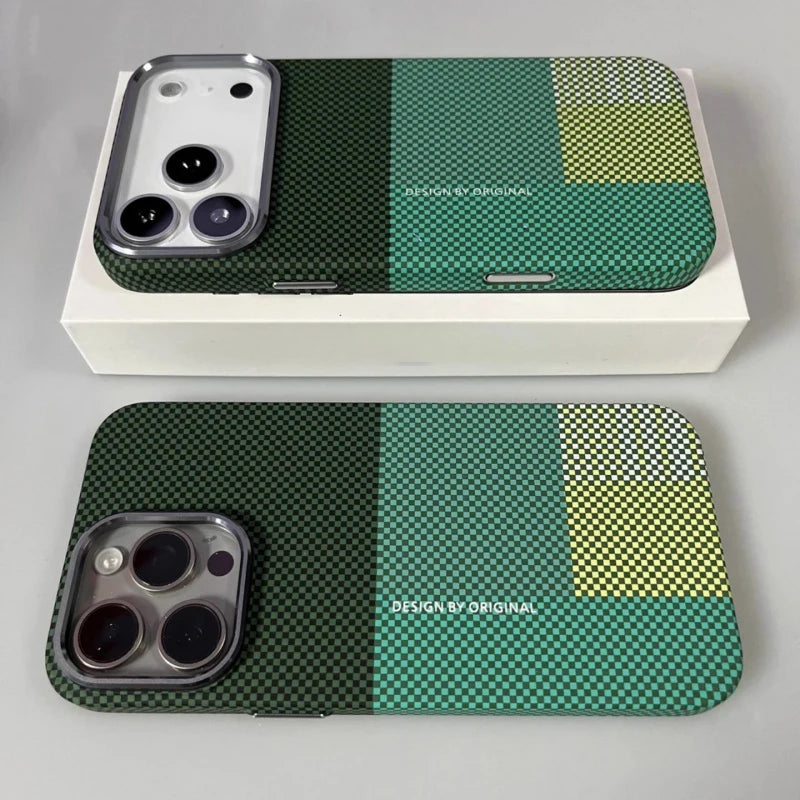 Grid Pattern Magsafe Magnetic Phone Case For iPhone