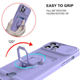 Magnetic Ring Card Holder Slide Camera Protector Case For iPhone