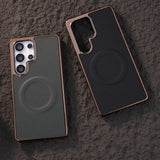 Leather Plating Soft Edge Magnetic Case for Samsung