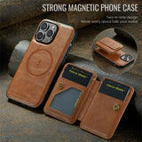 Magnetic Leather Wallet Case for iPhone