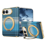 Kevlar Texture Magnetic Stand Fold Case For iPhone Duo