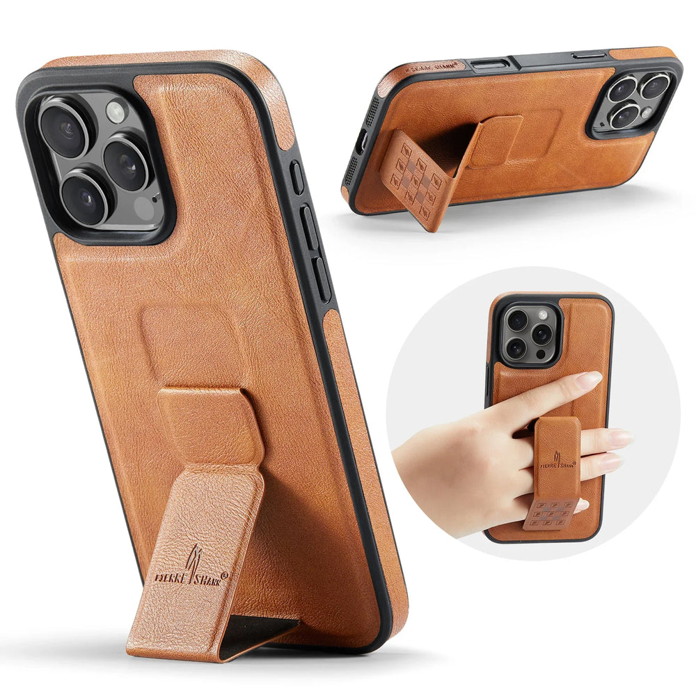 Ultra-thin Leather Bracket Back Cover for iPhone