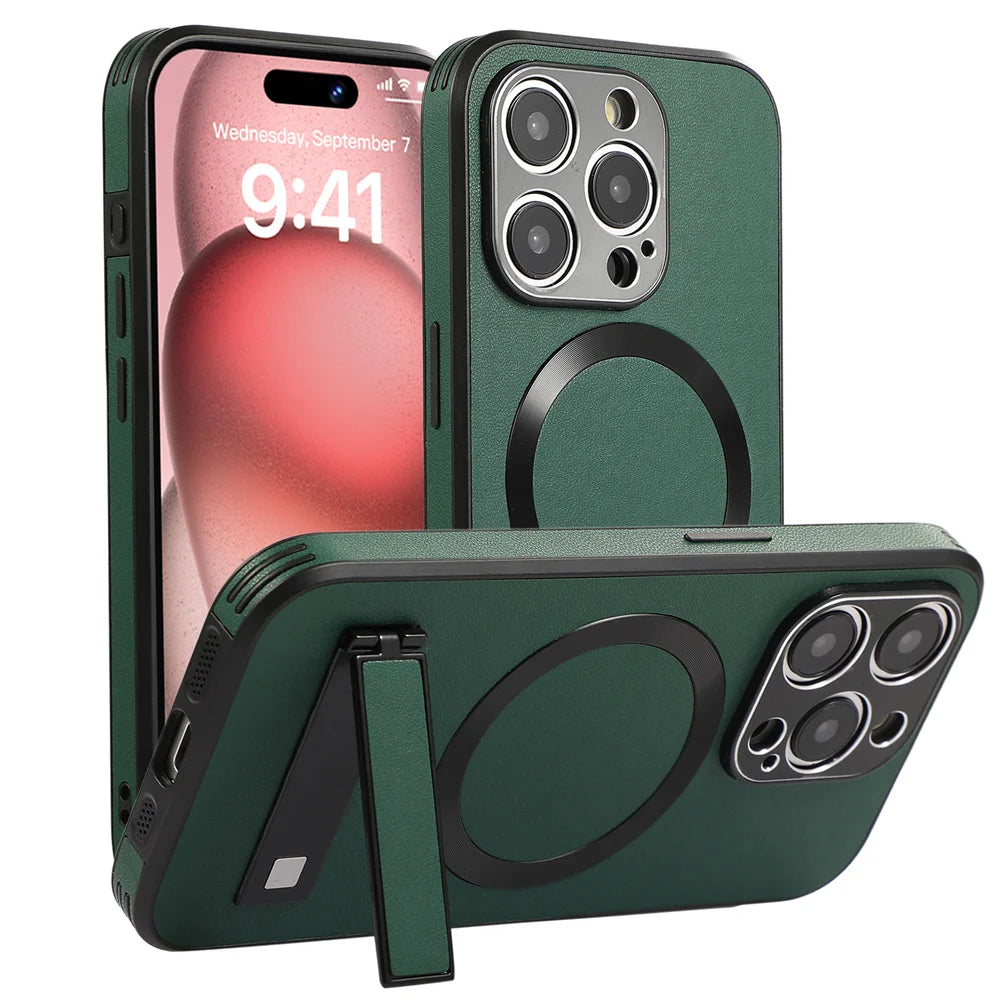 Luxury Magnetic Leather Stand Case For iPhone