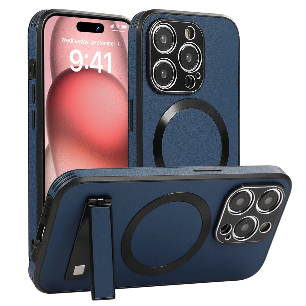 Luxury Magnetic Leather Stand Case For iPhone