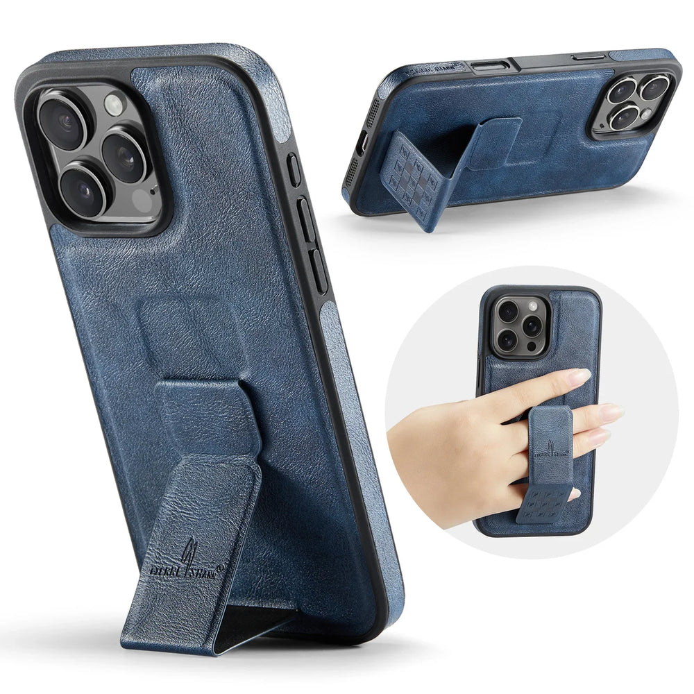 Ultra-thin Leather Bracket Back Cover for iPhone