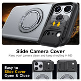 Slide Camera Hybrid Wallet Shockproof Magnetic Case For iPhone