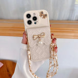 3D Bowknot Crossbody Card Holder Wallet Case For iPhone