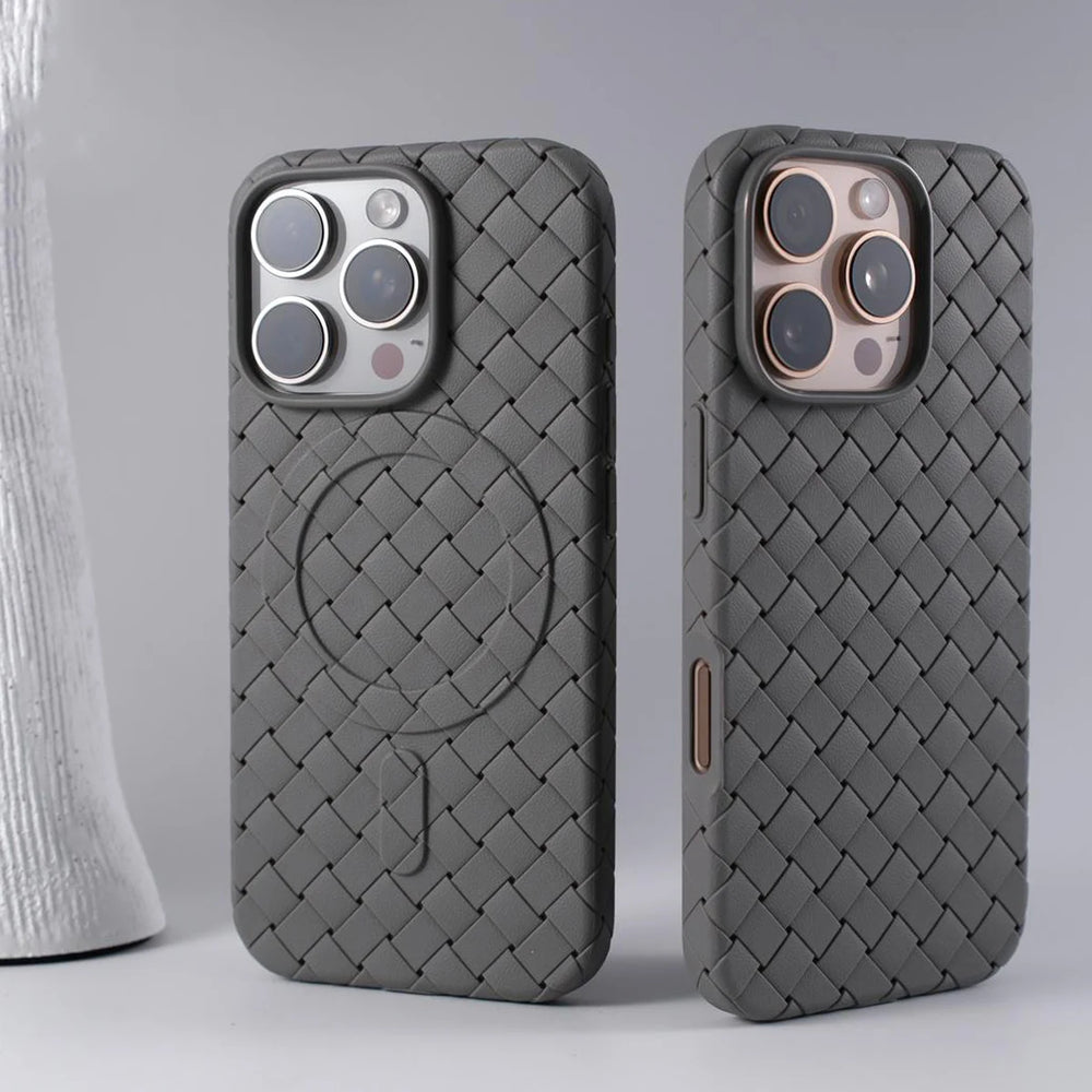 Luxury Ultra Thin Weave Grid Breathable Magnetic Case For iPhone